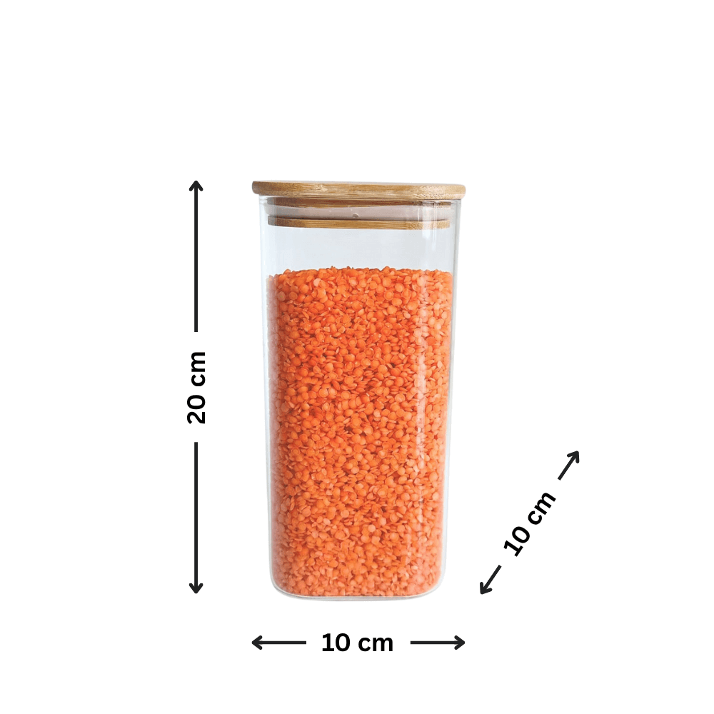 Square Bamboo Pantry Jars – 12-Pack Glass Storage Set-4