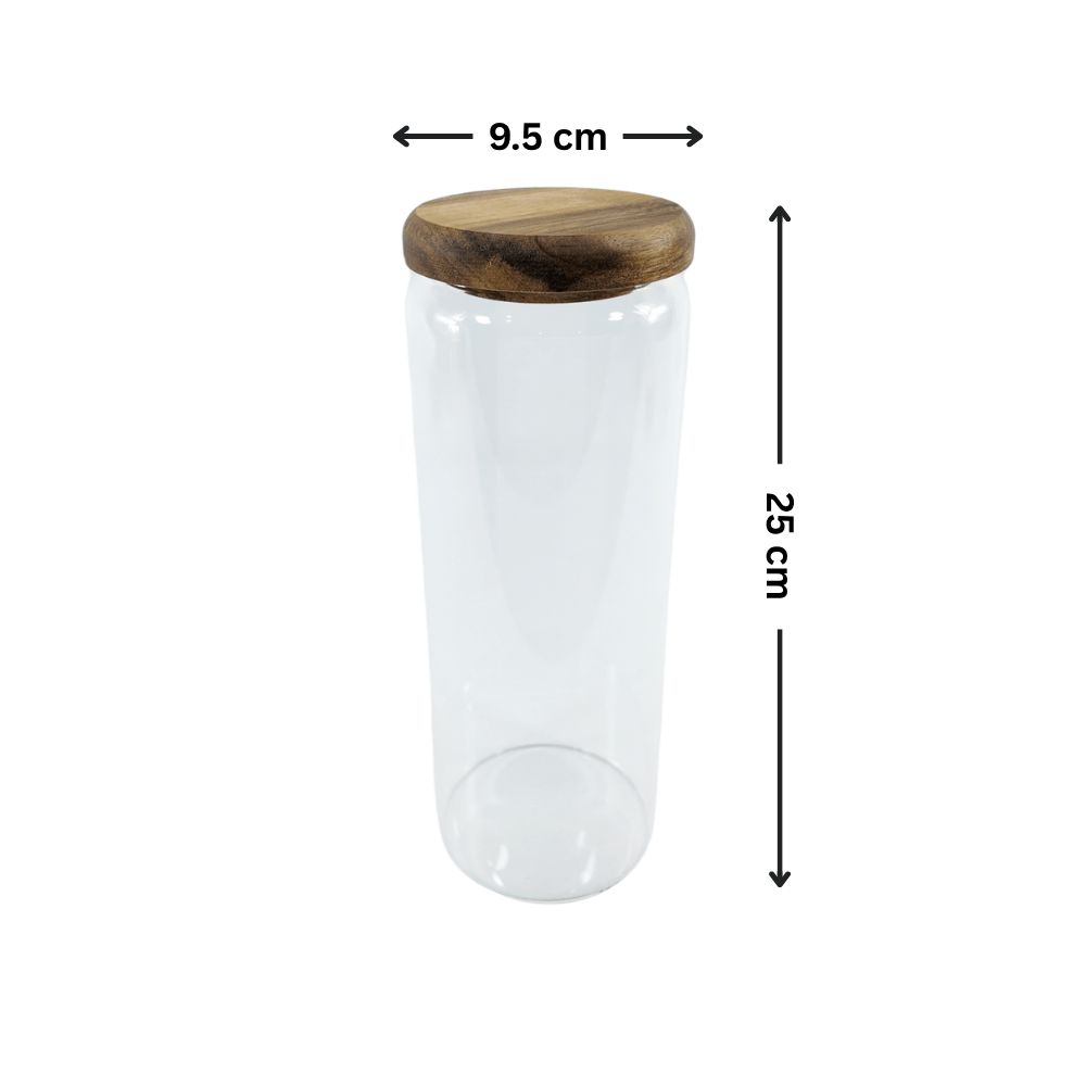 1500ml Acacia Glass Jar – Airtight Kitchen Storage-2
