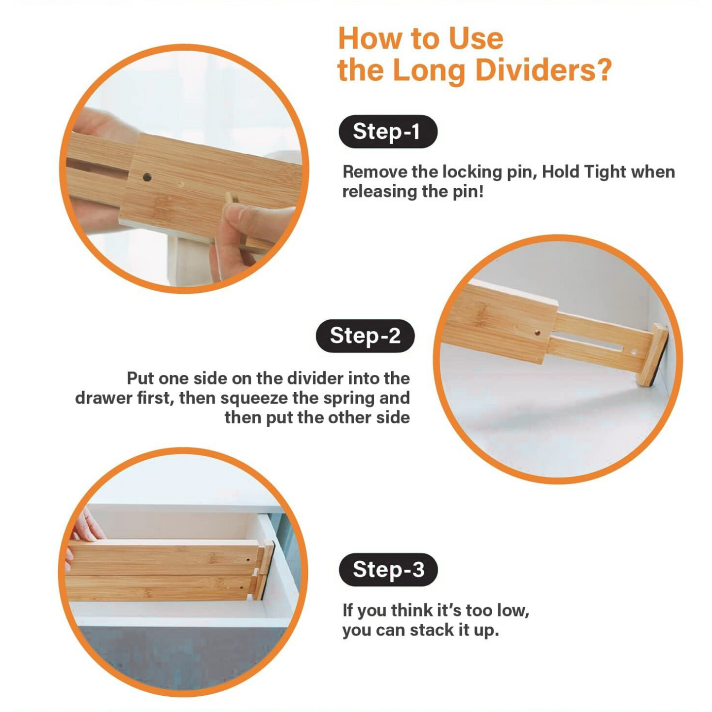 Bamboo Expandable Drawer Dividers – 4 Pack-4