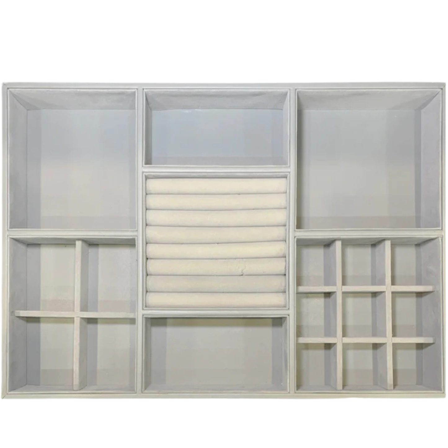 Jewellery and Accessory Tray - Grey Felt - 516mm x 366mm x 60mm