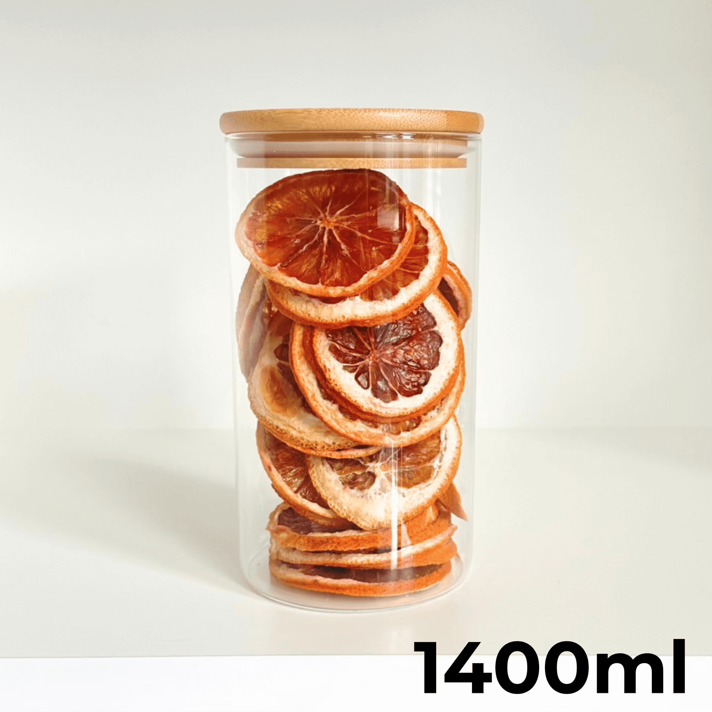 Round Bamboo Pantry Glass Jar Set – 5 Stackable Sizes-3