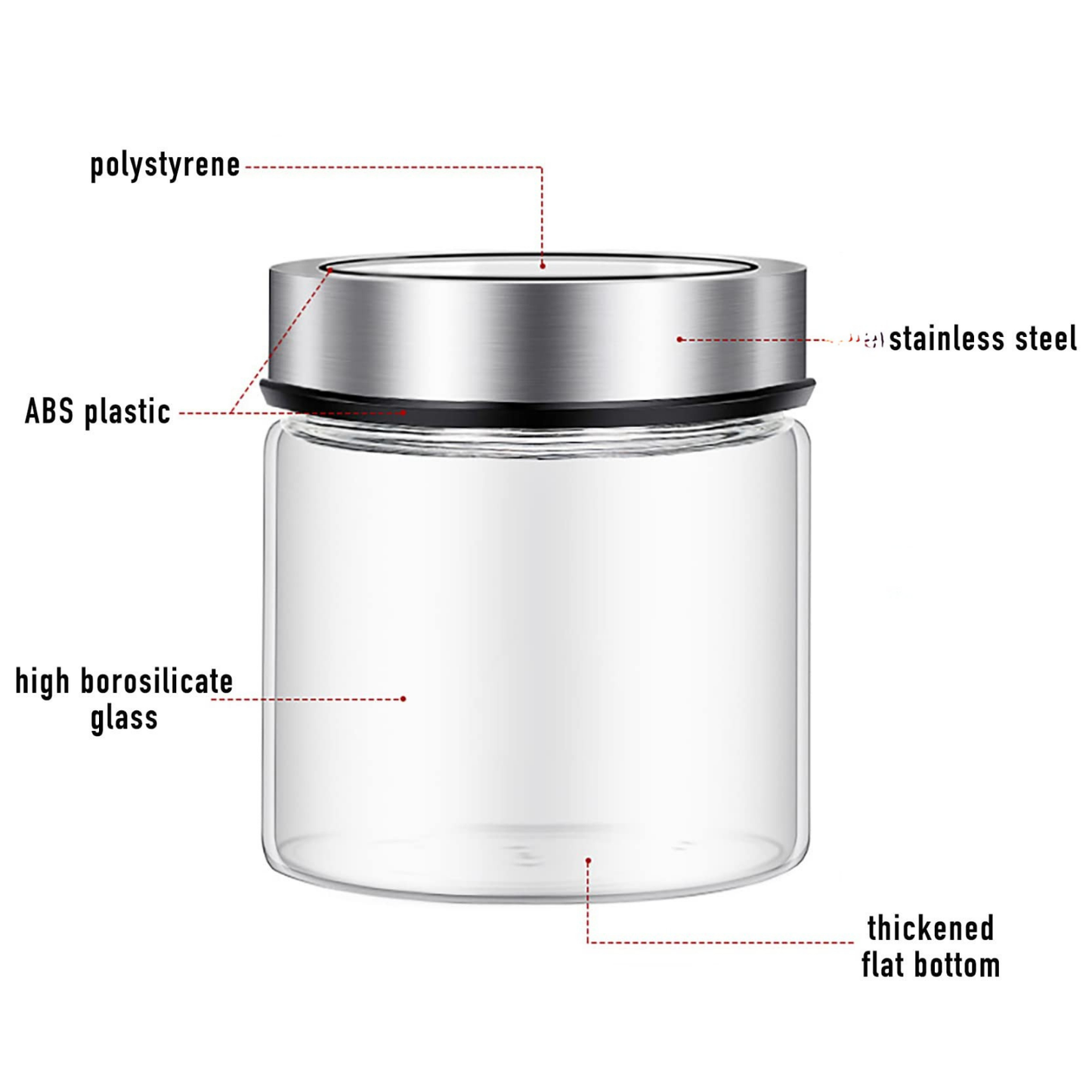 Glass Storage Jar – 550ml with Clear Stainless Lid-4