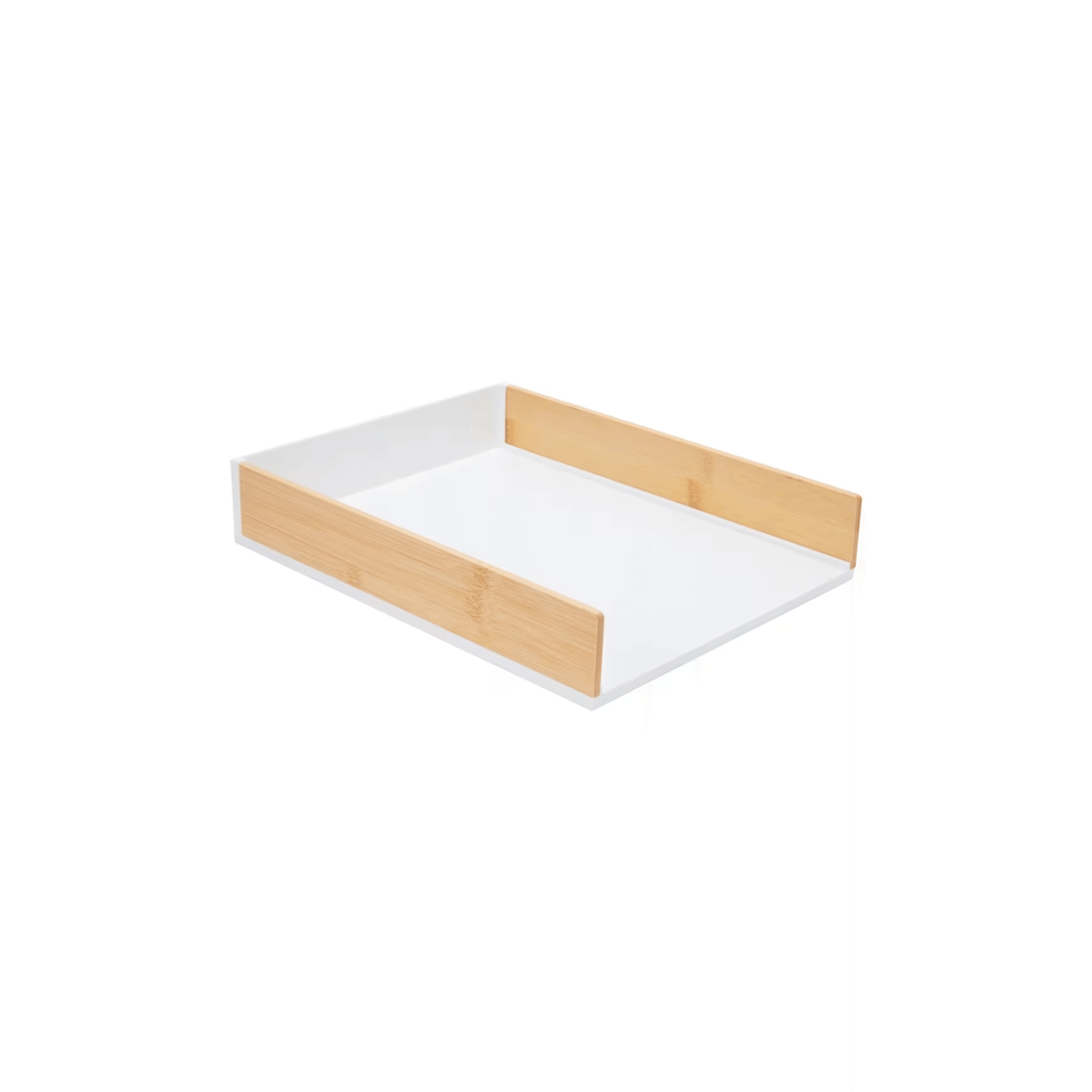 White Bamboo & Plastic Desk Tray for Organised Workspaces-4