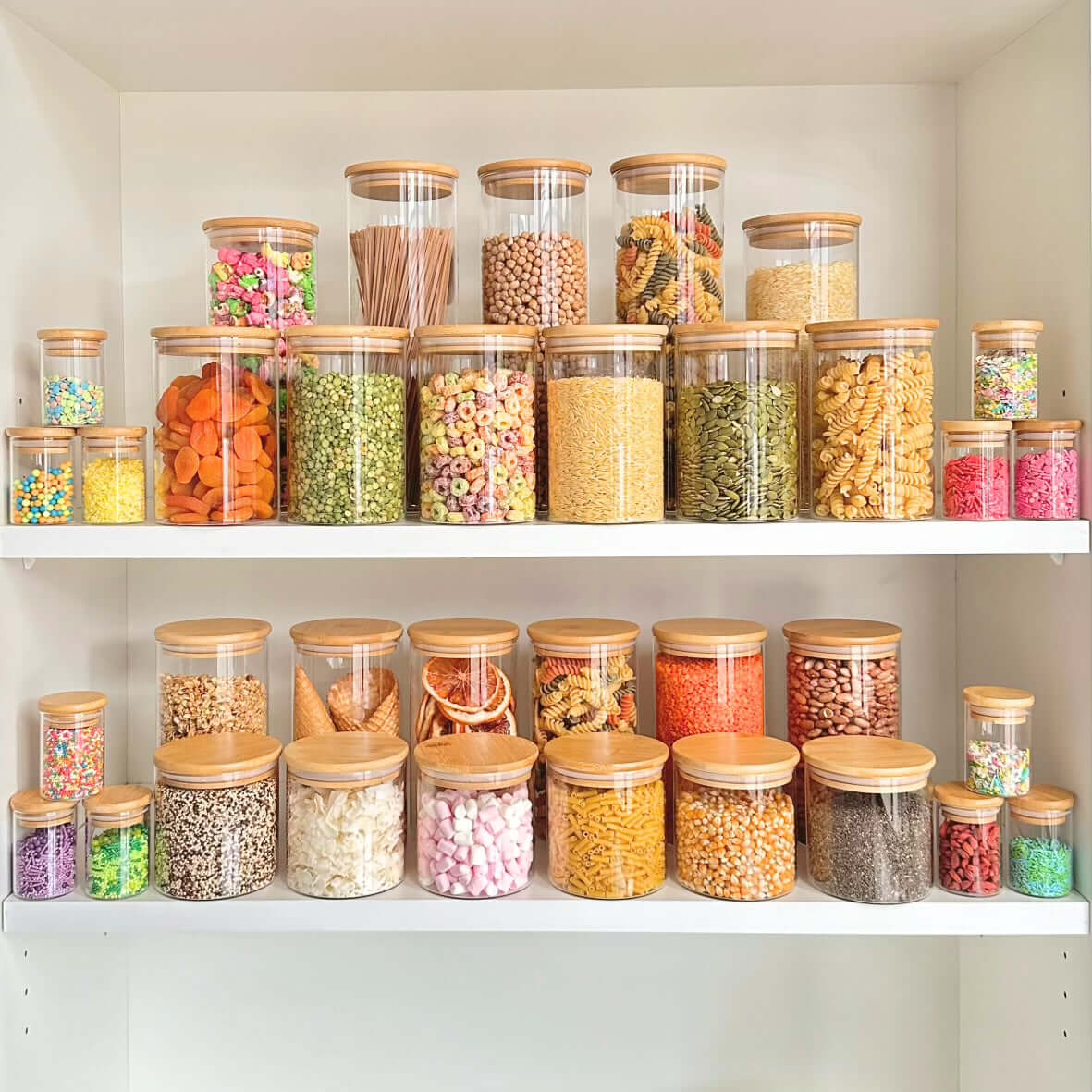 1400ml Round Glass Storage Jar with Bamboo Lid-2