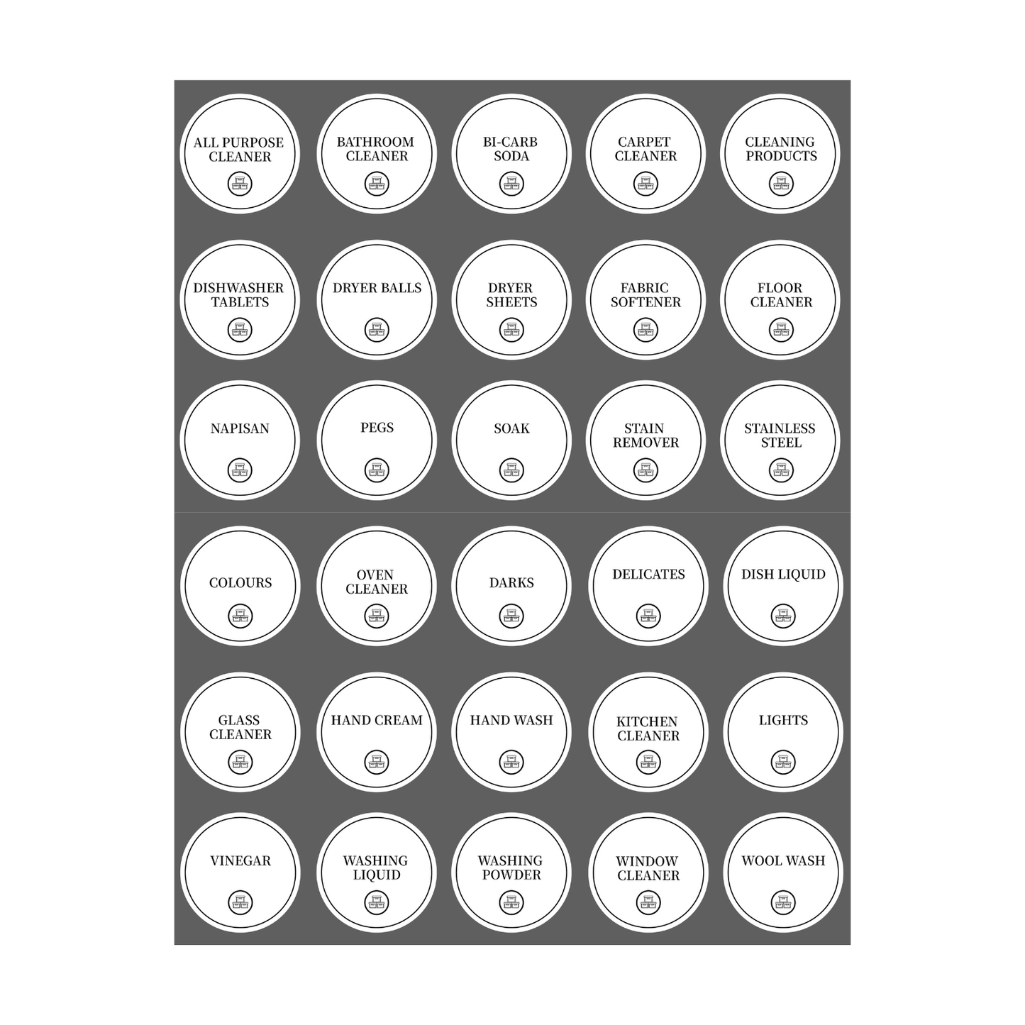 Laundry & Cleaning Labels – 30 Waterproof Stickers-1