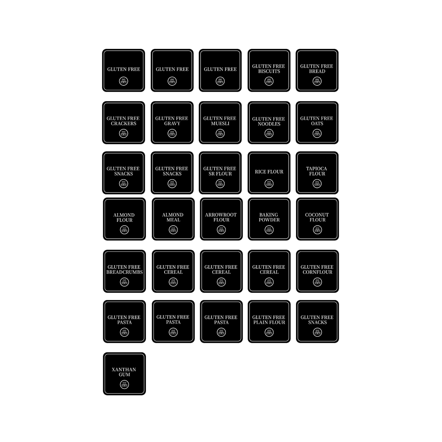 Gluten Free Pantry Labels – 31 Square Stickers-1