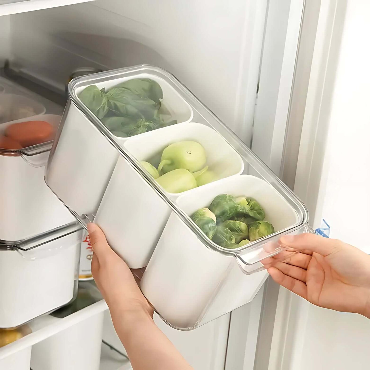 Triple Clear Fridge Organiser with Removable Baskets-2