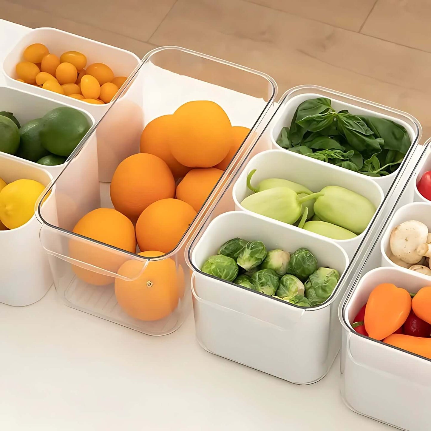 Triple Clear Fridge Organiser with Removable Baskets-3