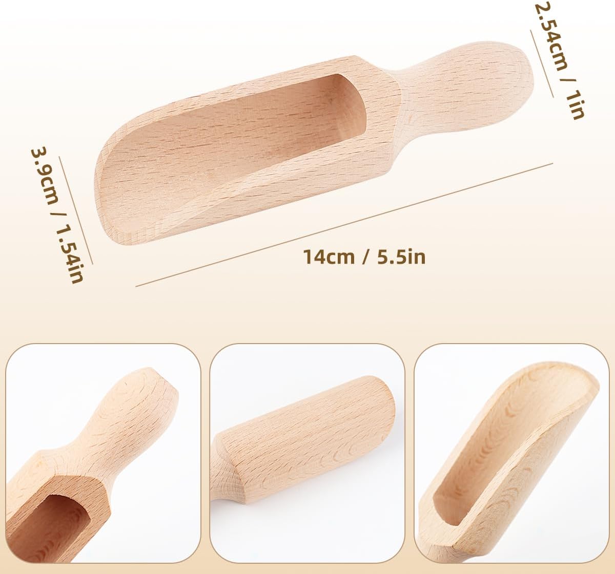 Large Wooden Scoop – Durable Beechwood Kitchen & Laundry Tool-2