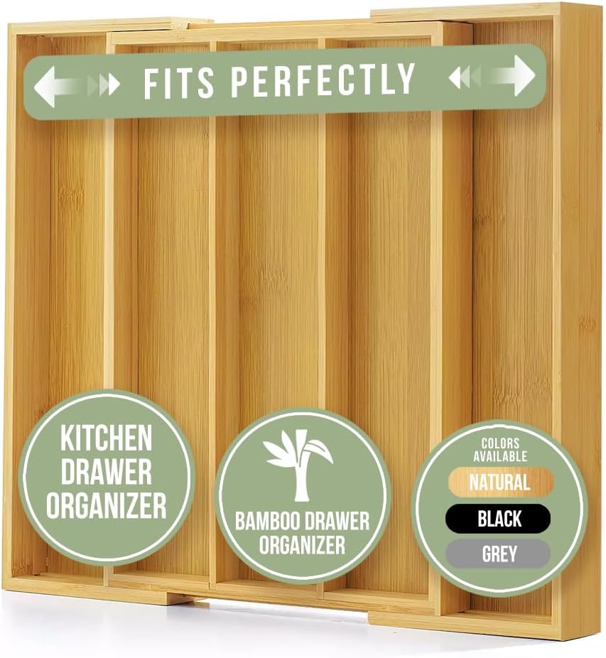 Bamboo Expandable Cutlery Drawer Insert-2
