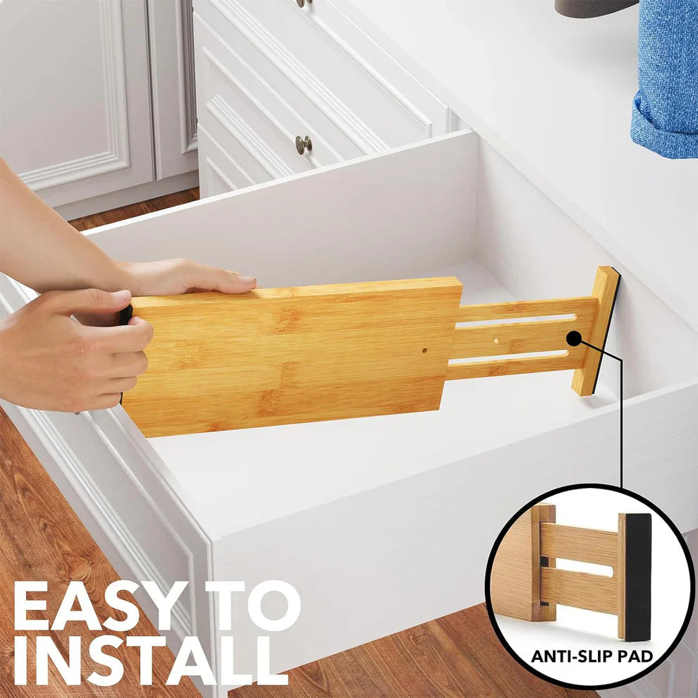 Bamboo Expandable Drawer Dividers – 4 Pack (Long)-3