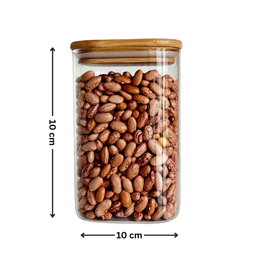 Square Bamboo Glass Pantry Jar Set – 5 Stackable Sizes-3