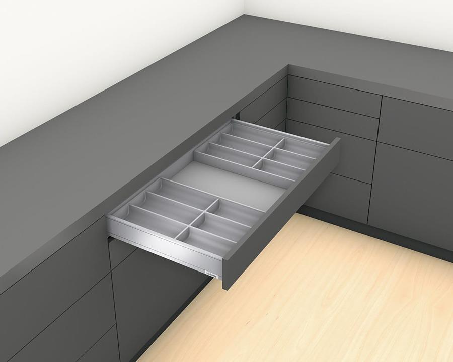 Blum AMBIA-LINE Soft Touch Silk White, Grey insert Size: 600mm ZC7S600BS3 by W&B