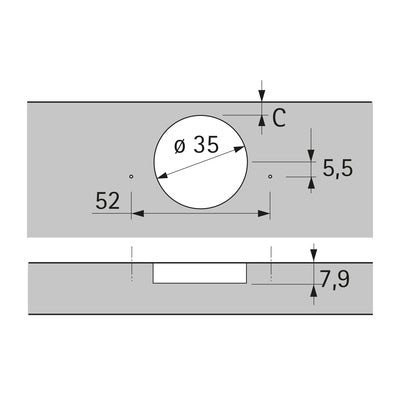 Hettich Sensys | Thin Door Hinge | Integrated Silent System 9094270