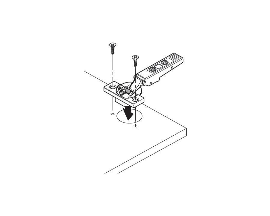 Blum CLIP top BLUMOTION Blind Corner Soft Close Hinge 95 Degree, Inset Application. Boss: Screw-On 79B9550