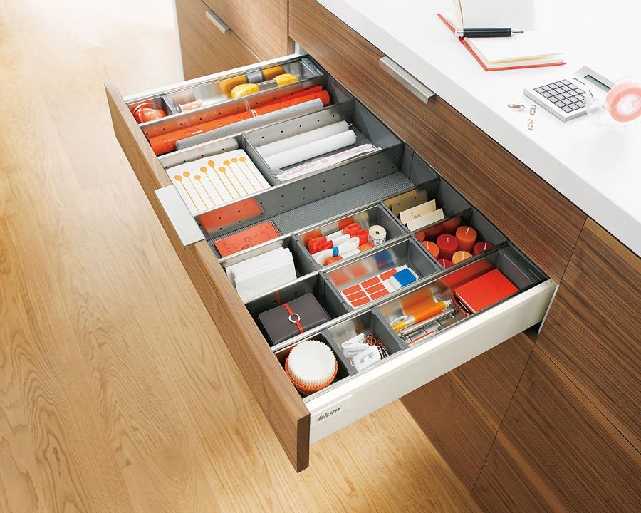 Blum ORGA-LINE Drawer Insert Container. Size: 88mm X 88mm In Brushed Stainless Steel/Dust Grey. ZSI.010SI