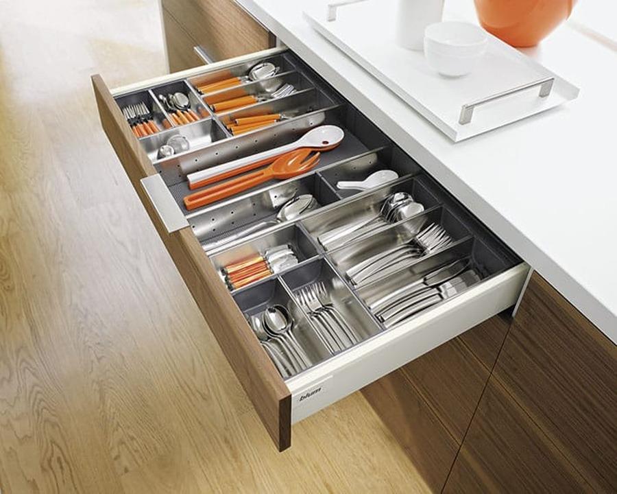 Blum ORGA-LINE Drawer Insert Container. Size: 88mm X 88mm In Brushed Stainless Steel/Dust Grey by W&B
