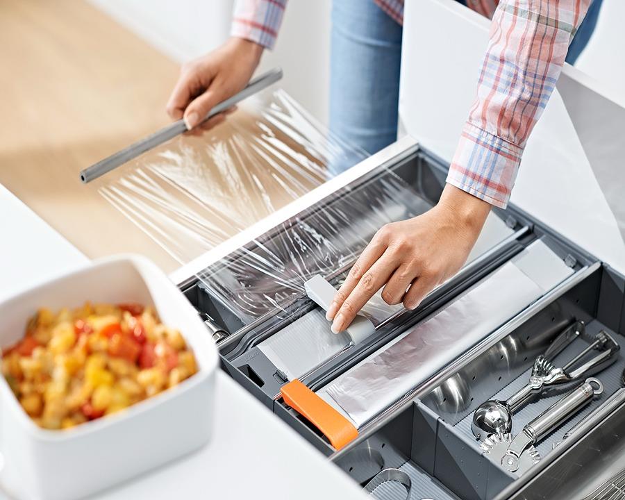 Blum ORGA-LINE Drawer Insert Film Cutter For Plastic Wrap In Dust Grey/White Grey by W&B
