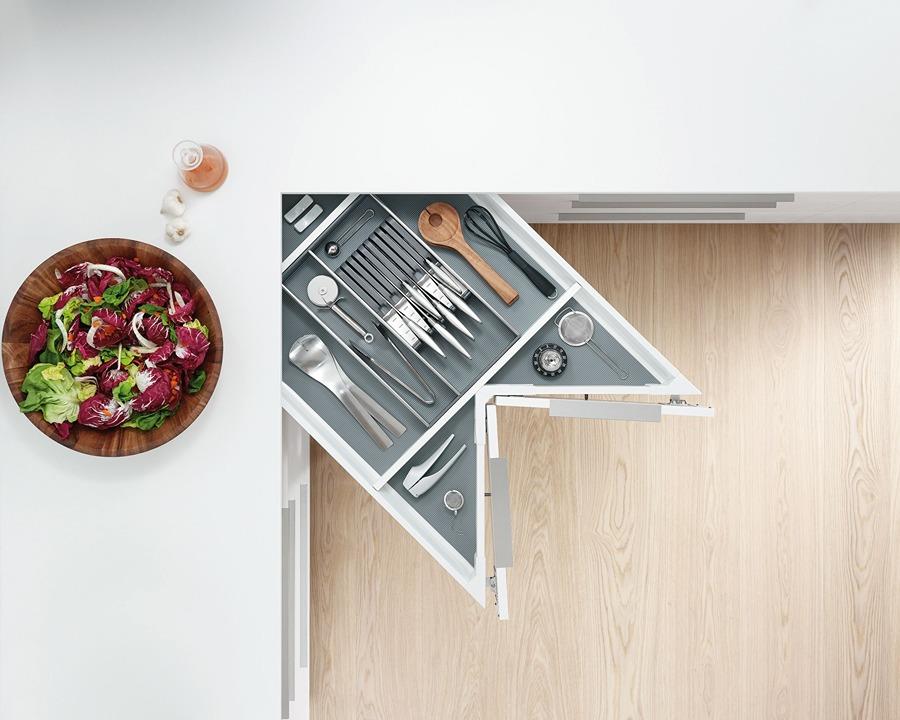 Blum ORGA-LINE Drawer Insert Knife Holder, For 4 Small And 5 Large Knives, Width: 177.5mm In Brushed Stainless Steel/Dust Grey by W&B