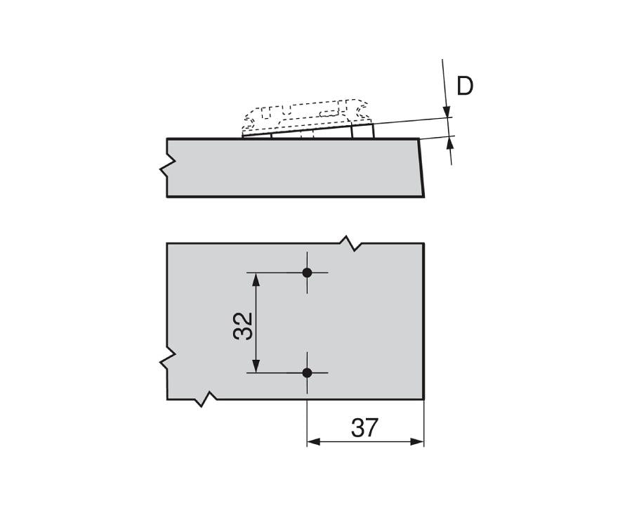 Blum Angled Spacer, Cruciform, -5 Degrees, Screw-On Version, Spacer Thickness: 6mm by W&B