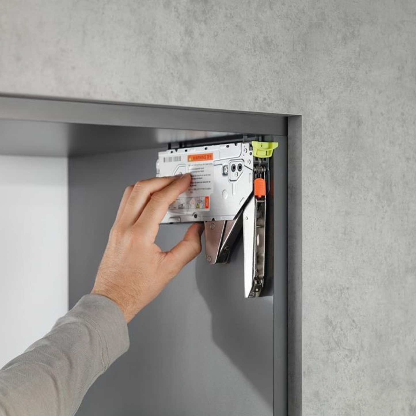 Blum AVENTOS HK Top lift mechanism set 22K2300 power factor 420‑1610 with chipboard screws and positioning template, compatible with SERVO‑DRIVE