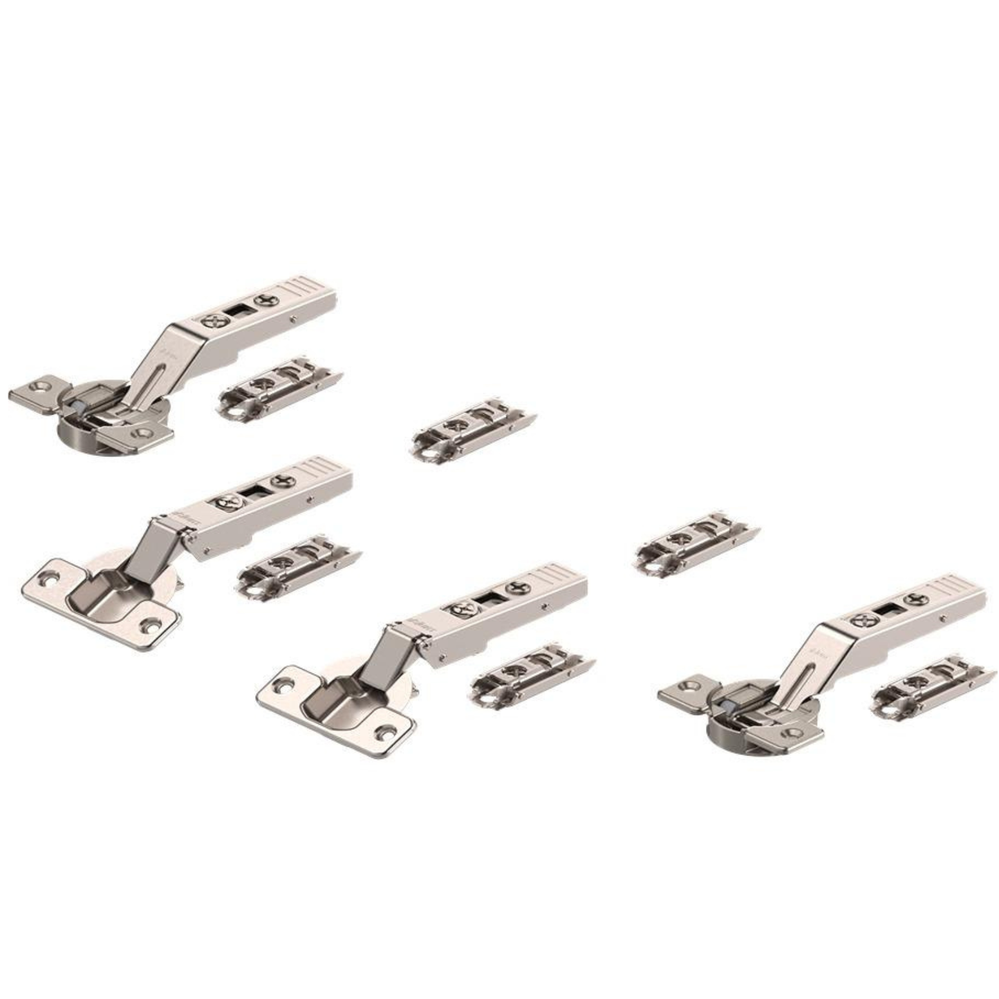 Blum CLIP top centre and 120° hinge set 78Z5500T12 for AVENTOS bi‑fold overhead stay systems, 134° unsprung screw‑on