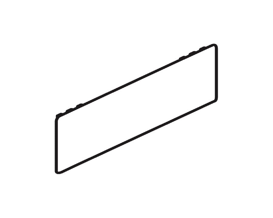 Orion grey nylon external cover cap for Blum LEGRABOX drawer side, with indented Blum logo