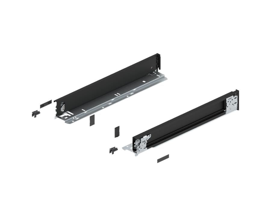 Blum LEGRABOX special edition 450 mm M‑height carbon black matt inner drawer sides – steel full‑extension cabinet hardware for modern kitchen drawers