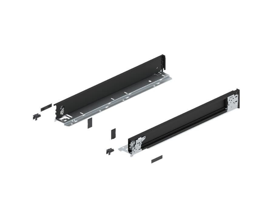 Blum LEGRABOX special edition 500 mm M‑height carbon black matt inner drawer sides – steel full‑extension cabinet hardware for modern kitchen drawers