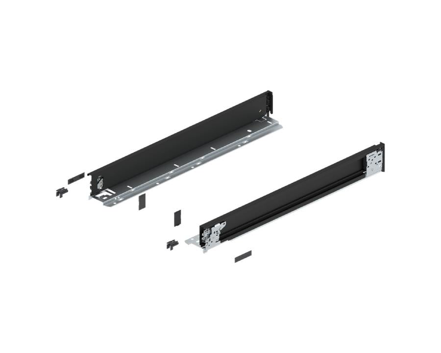 Blum LEGRABOX Special Edition 550 mm M‑height carbon black matt inner drawer sides – sleek steel drawer sides for modern cabinets and full‑extension drawers