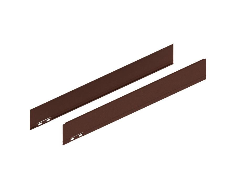 Blum LEGRABOX 550 mm M‑height side decorative panels in Noble Rust textured finish – rustic‑style metal drawer exterior for custom cabinetry