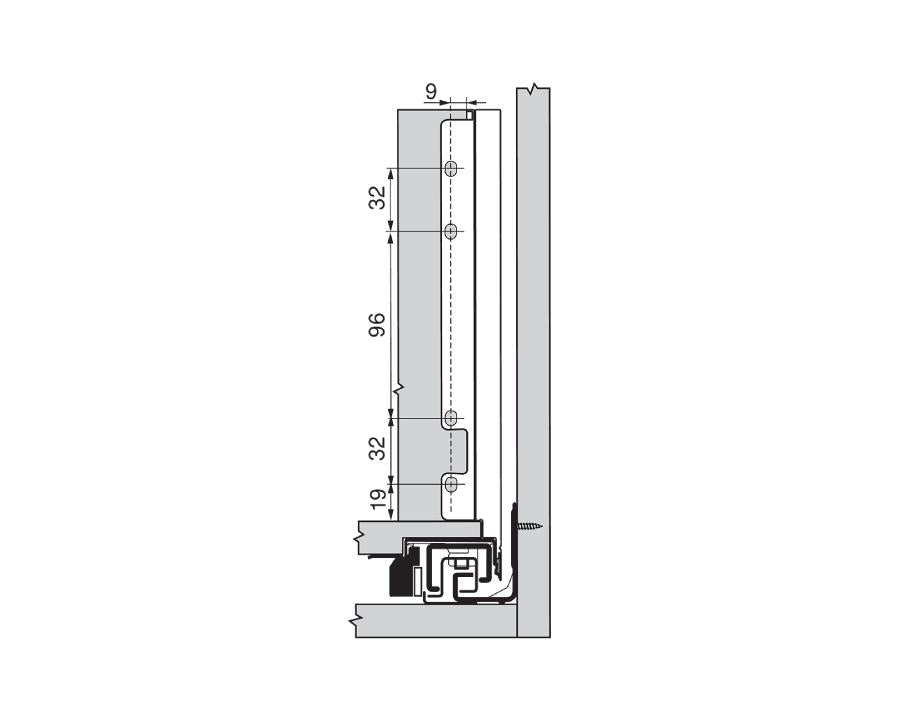 Blum LEGRABOX pure F‑height back fixing bracket set, nickel‑plated steel, left + right