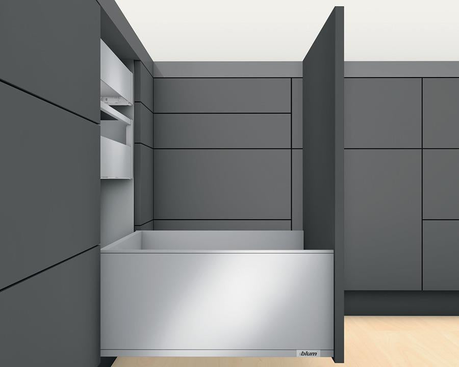 Blum LEGRABOX pure 450 mm drawer side, F‑height (241 mm), carbon black matt steel, left + right pair