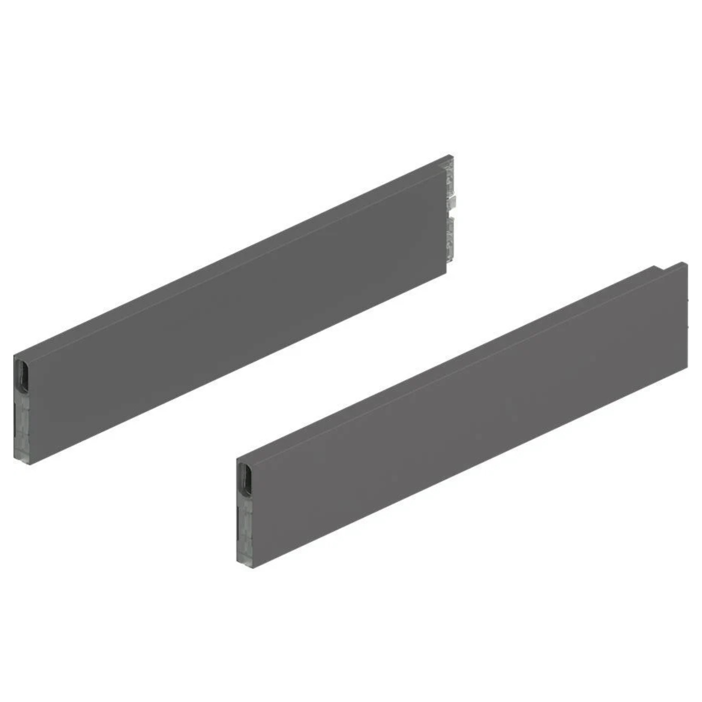 Blum MERIVOBOX boxcap design element 400mm in Orion Grey for stylish drawer systems, premium finish