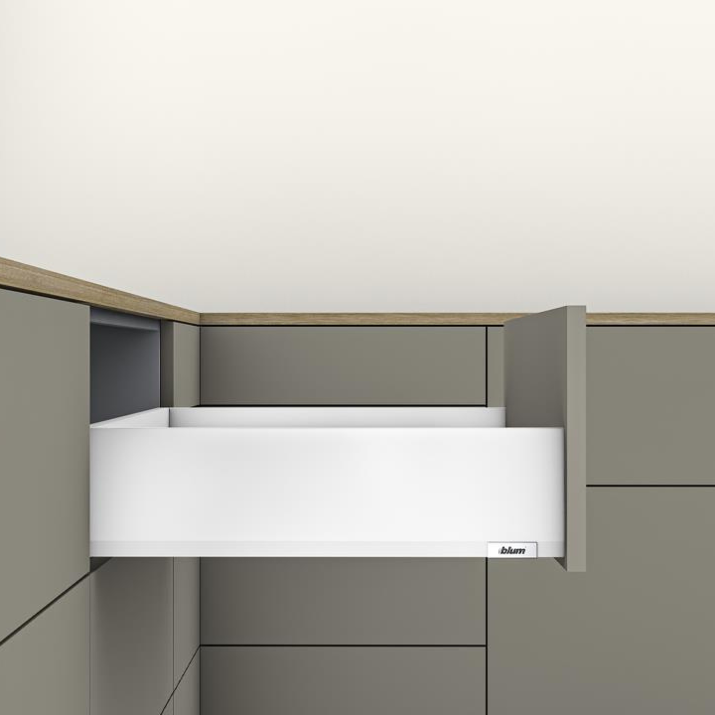 Blum MERIVOBOX Industrial Set of 100 modular drawer kits K Height 550 mm in Silk White with 40 kg load capacity