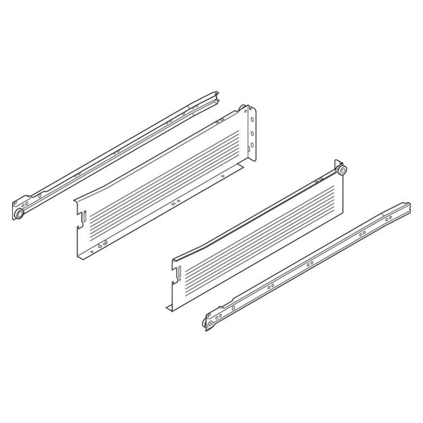 Blum METABOX single extension side runner set with steel sides 118 mm height x 450 mm 320K4500C15