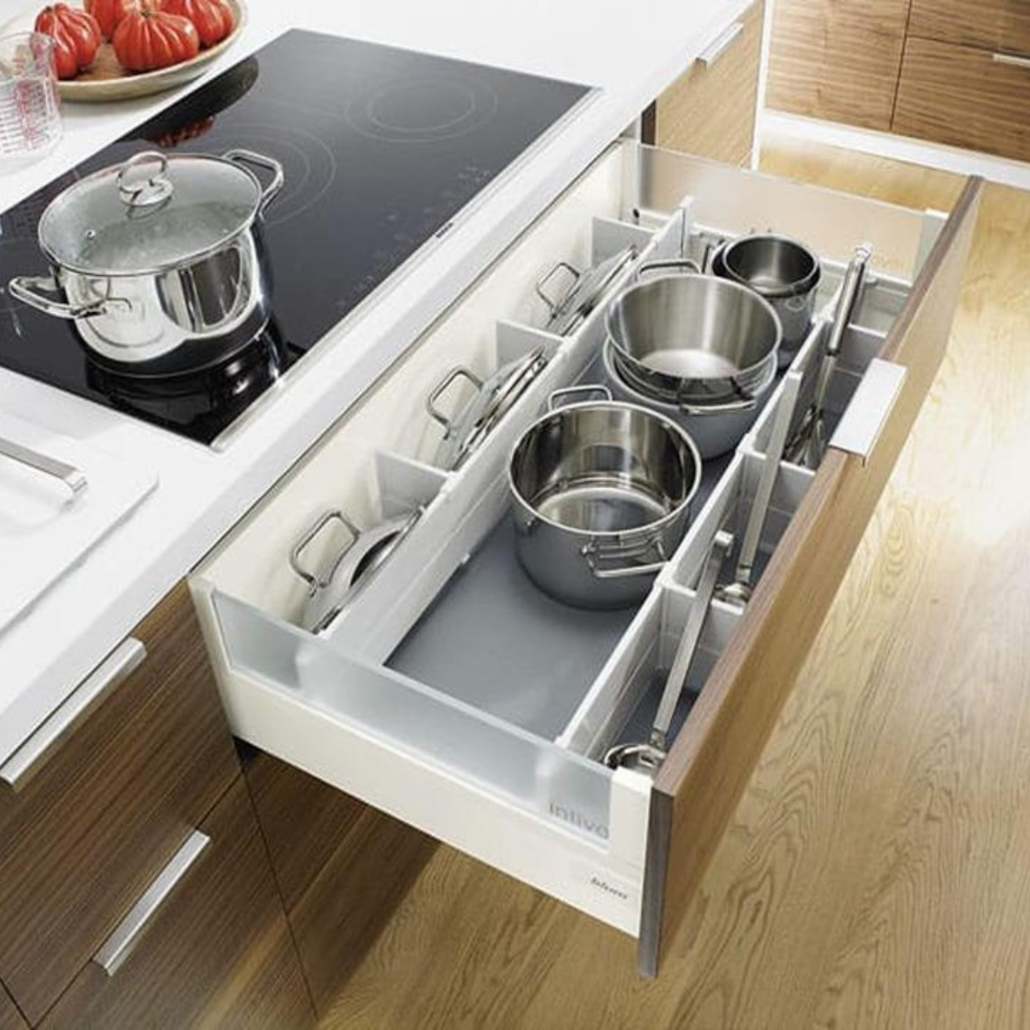 Blum ORGA‑LINE 88mm drawer insert cross divider in dust grey for flexible drawer organisation