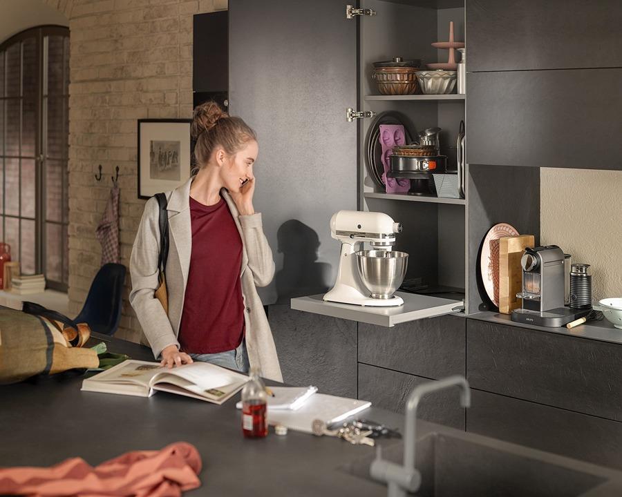Blum pull‑out shelf lock set 295H5700 in orion grey, two‑sided locking mechanism for Movento and Tandem full extension shelves