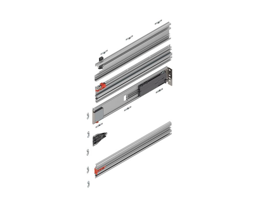 Blum REVEGO Duo 675 mm right‑hand aluminium pocket profile set with TIP‑ON sliding system