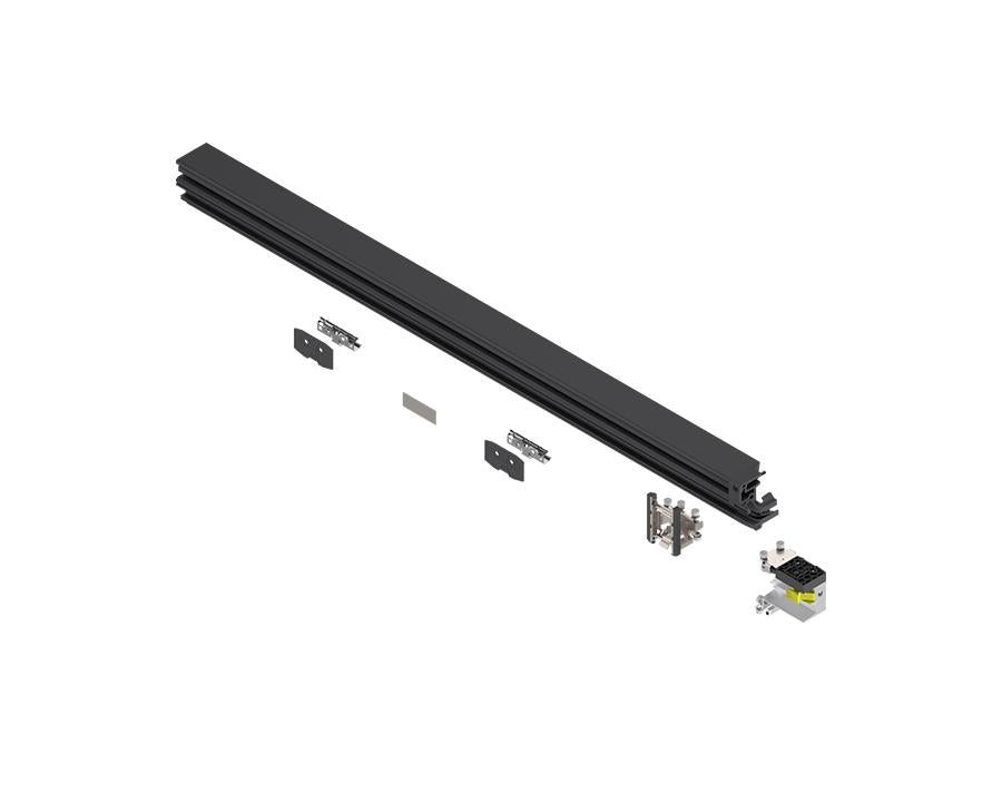Blum REVEGO Duo 1200 mm right‑hand black anodised aluminium track set for double‑door pocket system