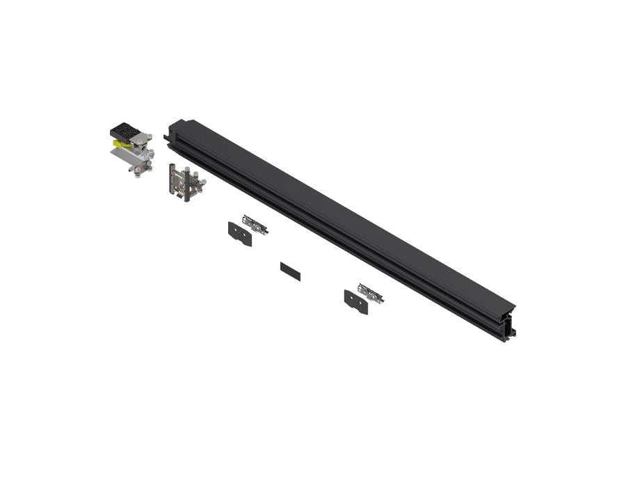 Blum REVEGO Duo 1250 mm left‑hand black anodised aluminium track set for double‑door pocket system