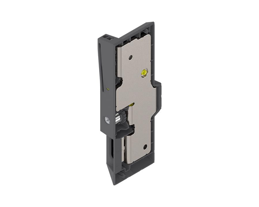 Blum REVEGO UNO right‑hand cable tensioner for pocket‑door system, ensures smooth, guided operation in soft‑close cabinet installation