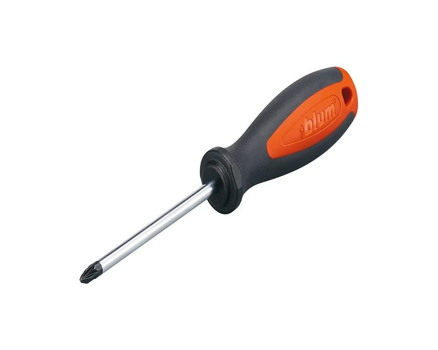 Blum cross‑slot Pozidrive size 2 screwdriver 210 mm by Wilson and Bradley, hand tool for Blum hinge and system screw assembly