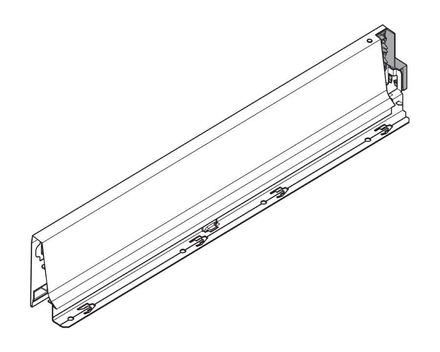 Left‑hand 450 mm TANDEMBOX Antaro M‑height steel drawer side in silk white (industrial pack of 20, part 378M4502SA)