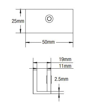 Square No Drill Clamp Chrome