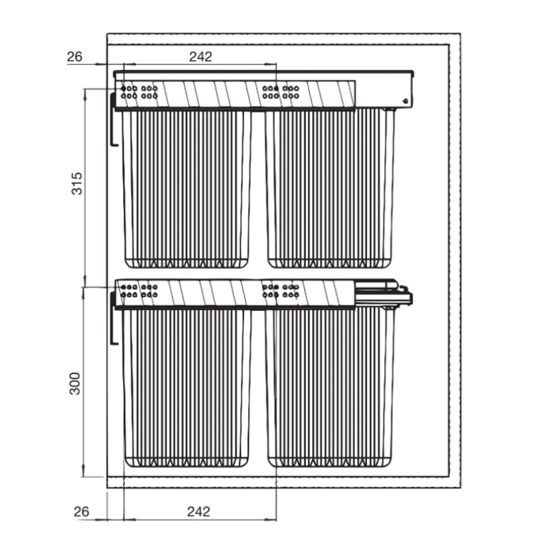Dual Pull-Out Kitchen Bin – Fits 450mm Cabinet-2