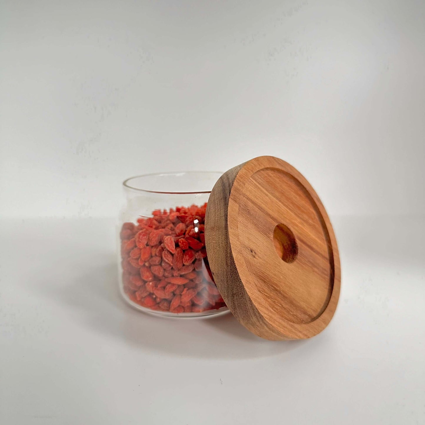 Round Glass Acacia Storage Jar Set – 5 Pack-1