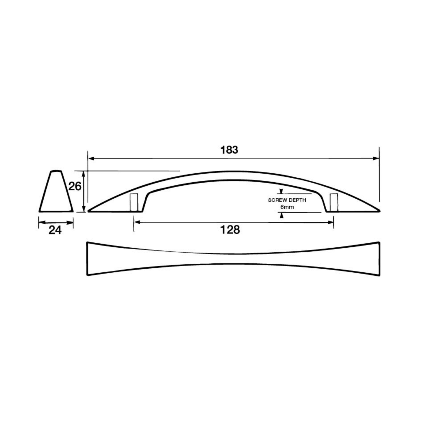 Kethy Bowtie handle 128mm, modern decorative cabinet pull for kitchen drawers and contemporary furniture design