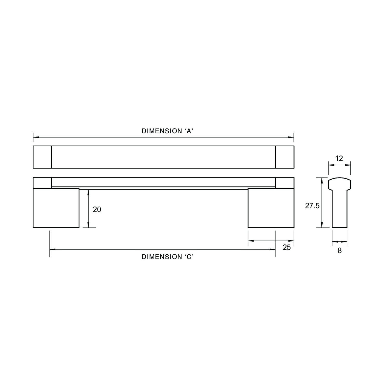Kethy 12mm stainless steel face mount round top handle – modern cabinet handle for kitchens, wardrobes, and furniture
