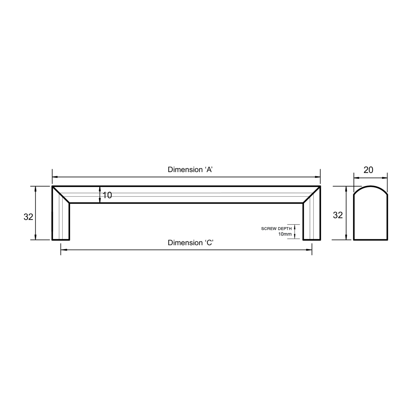 Kethy 19mm stainless steel oval handle – modern cabinet handle for kitchens, wardrobes, and furniture